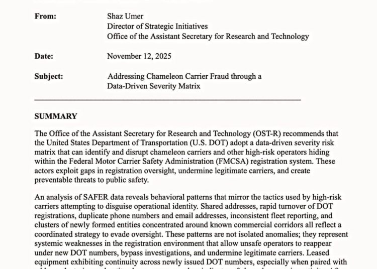 DOT Memo Reveals New Crackdown on Chameleon Carriers