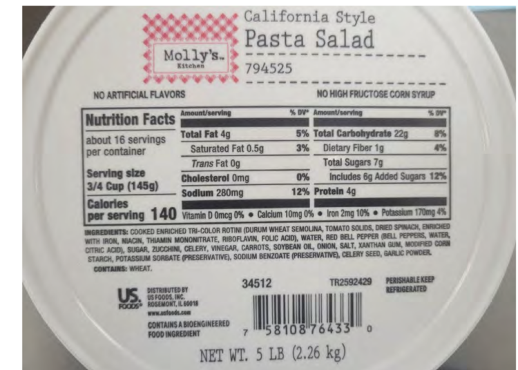 Reser’s recalls Molly’s Kitchen pasta salad