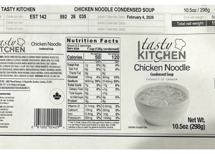 Chicken noodle soup recalled because of lack of import reinspection